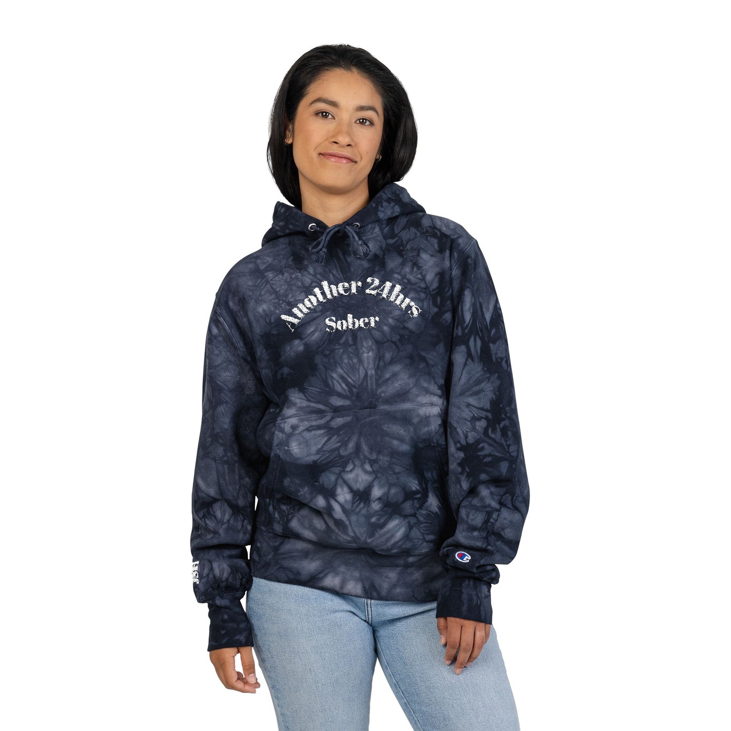 Another 24hrs Sober Unisex Tie-Dye Hoodie with Embroidery, Comfortable Casualwear, Perfect for Gifts, Streetwear, Everyday Use, Stylish Hooded Sweatshirt