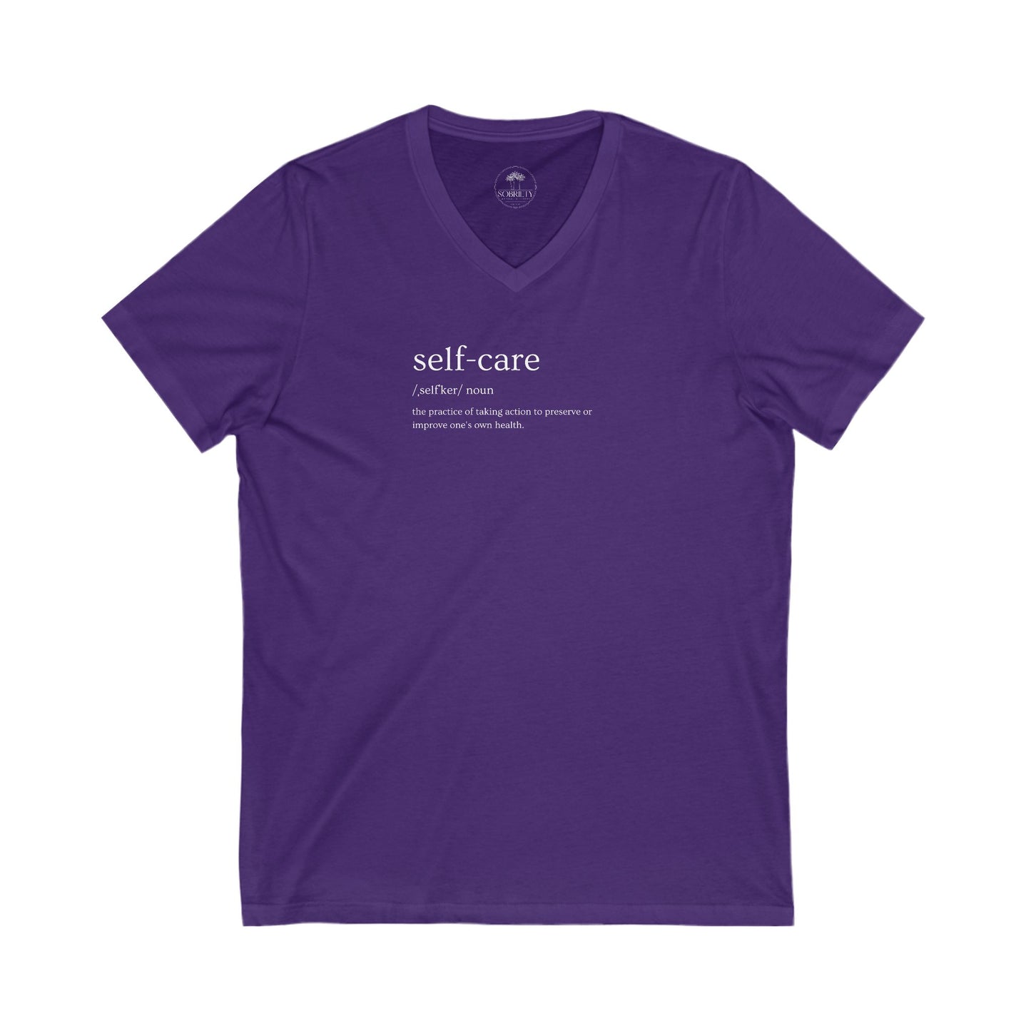 Self-Care V-Neck Tee, Unisex Fashion Tee, Mindfulness Shirt, Relaxation Gift, Everyday Comfort Wear, Positive Vibes Apparel