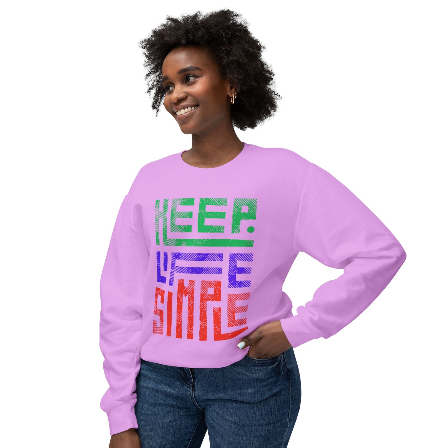 Keep Life Simple Lightweight Crewneck Sweatshirt, Cozy Everyday Apparel, Relaxed Style for Home or Out, Ideal Gift for Friends