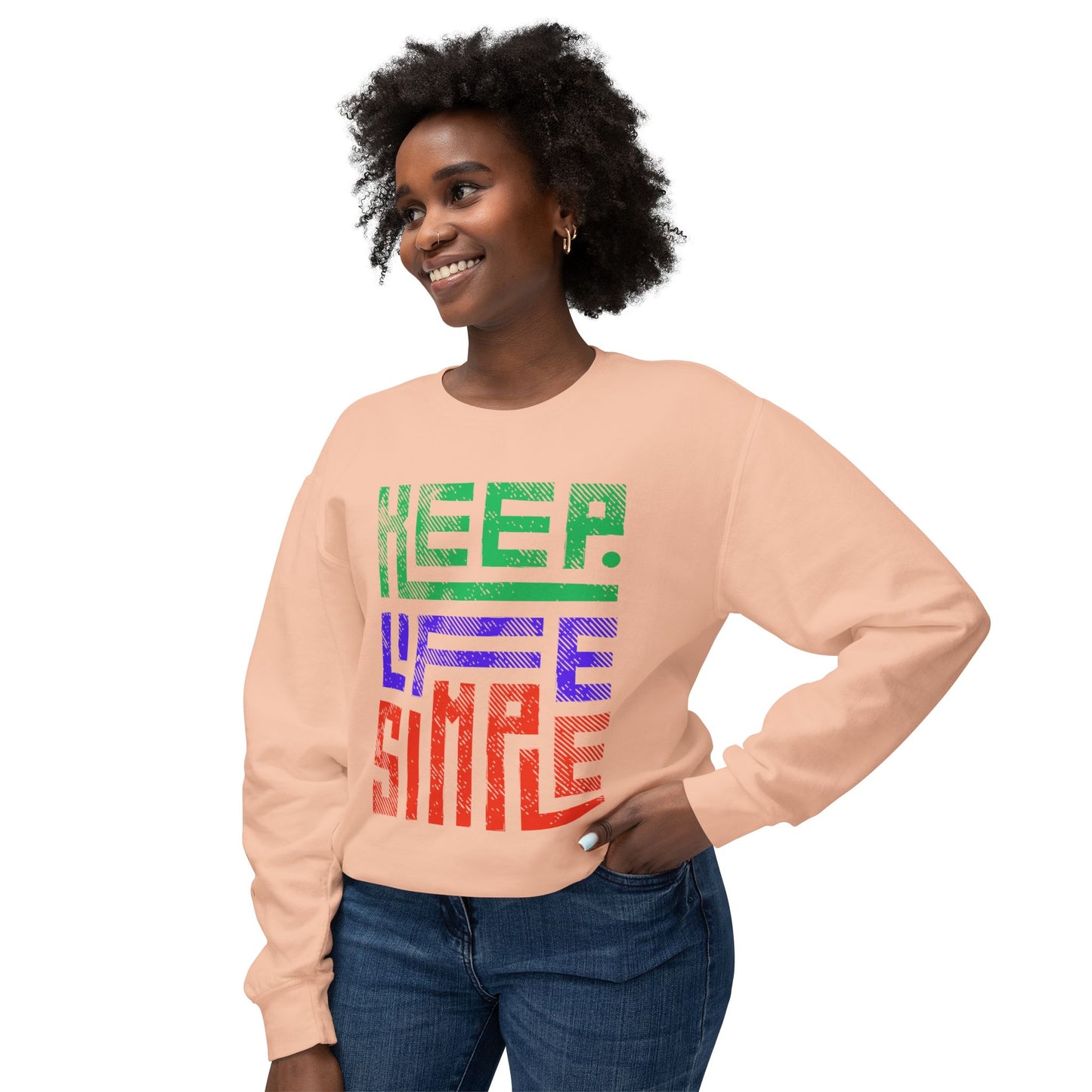 Keep Life Simple Lightweight Crewneck Sweatshirt, Cozy Everyday Apparel, Relaxed Style for Home or Out, Ideal Gift for Friends