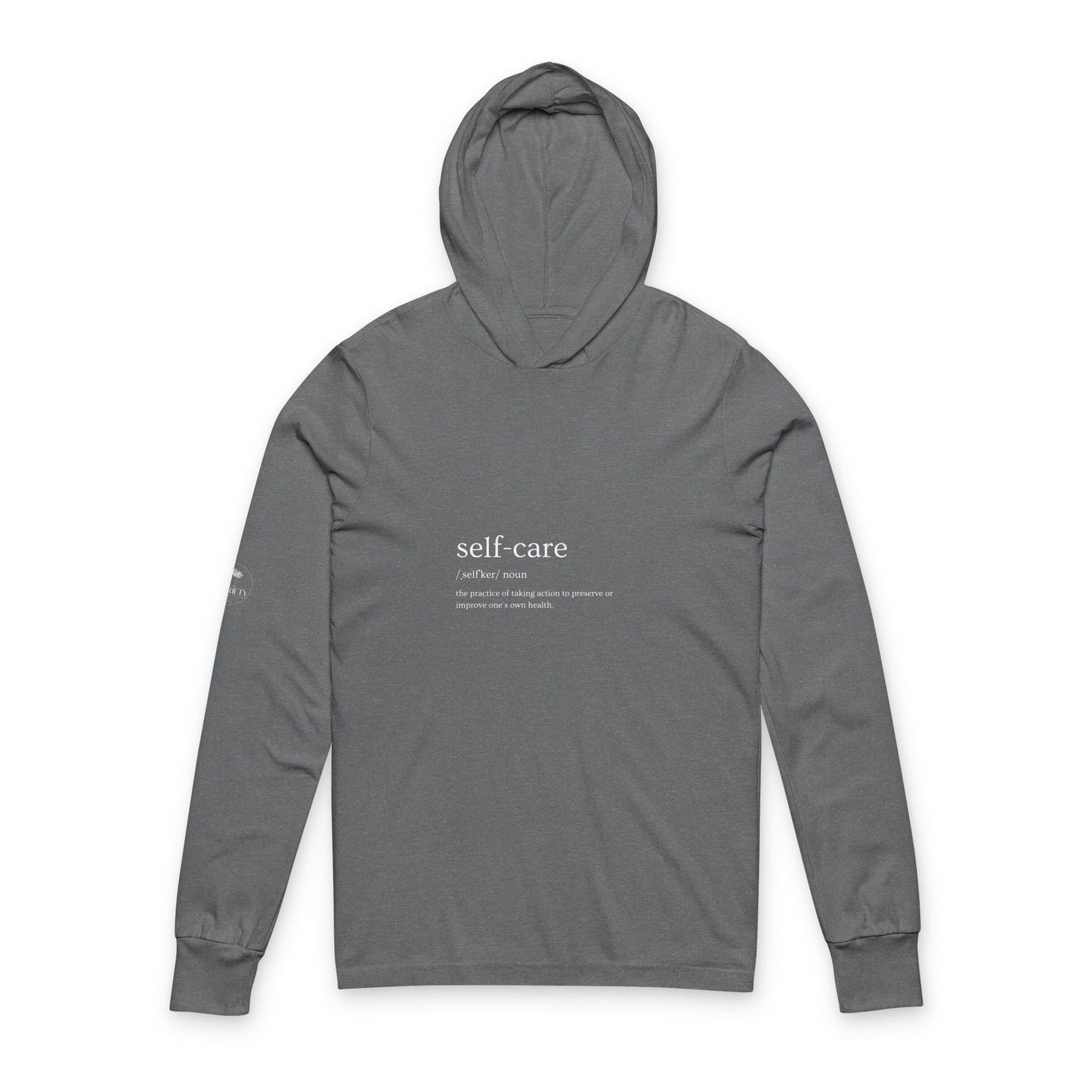 Unisex Self-Care Hooded Long Sleeve(Palm Logo Right Sleeve) Tee, Comfortable Casual Wear, Gift for Mental Health Awareness, Cozy Lounge Hoodie, Self-Care [...]