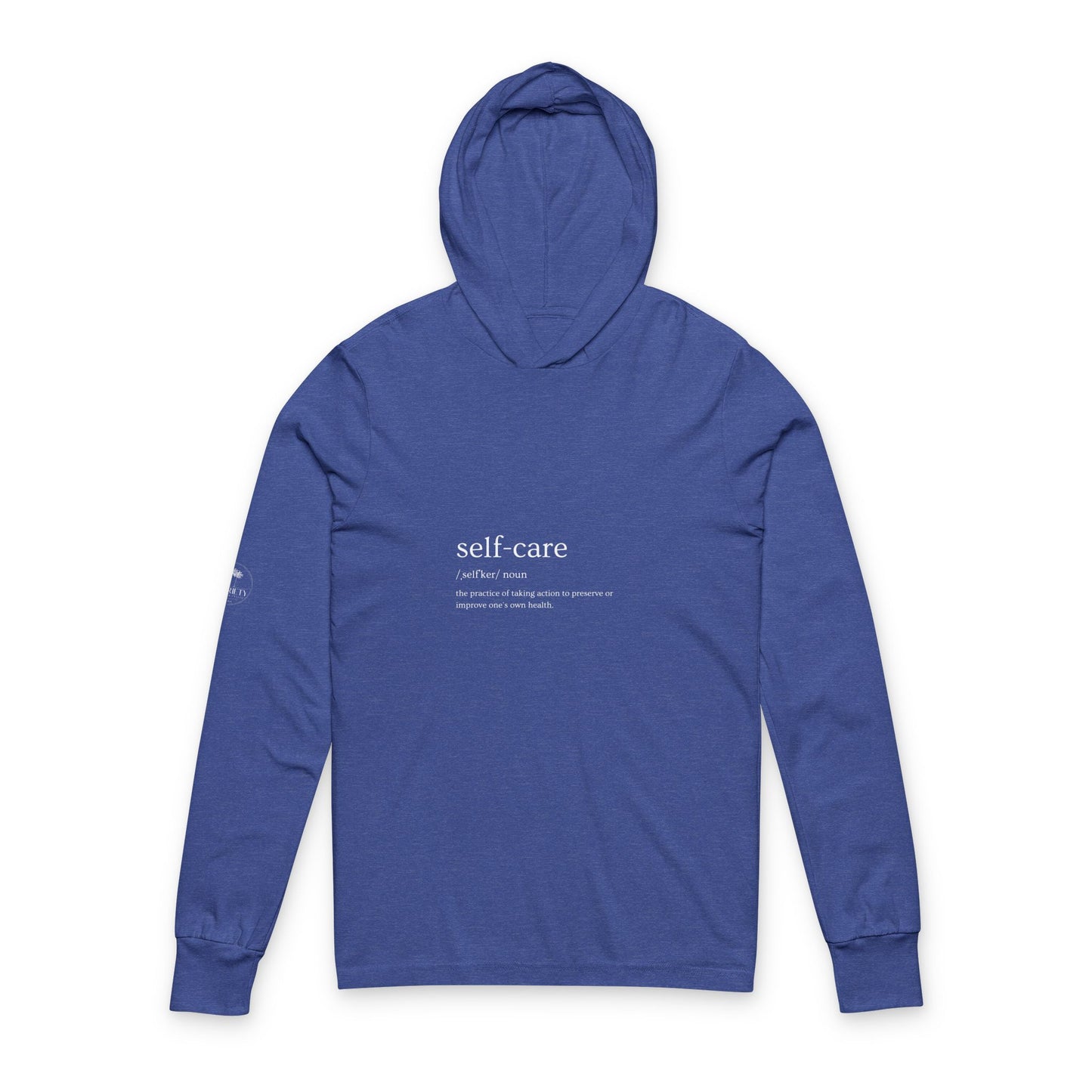 Unisex Self-Care Hooded Long Sleeve(Palm Logo Right Sleeve) Tee, Comfortable Casual Wear, Gift for Mental Health Awareness, Cozy Lounge Hoodie, Self-Care [...]