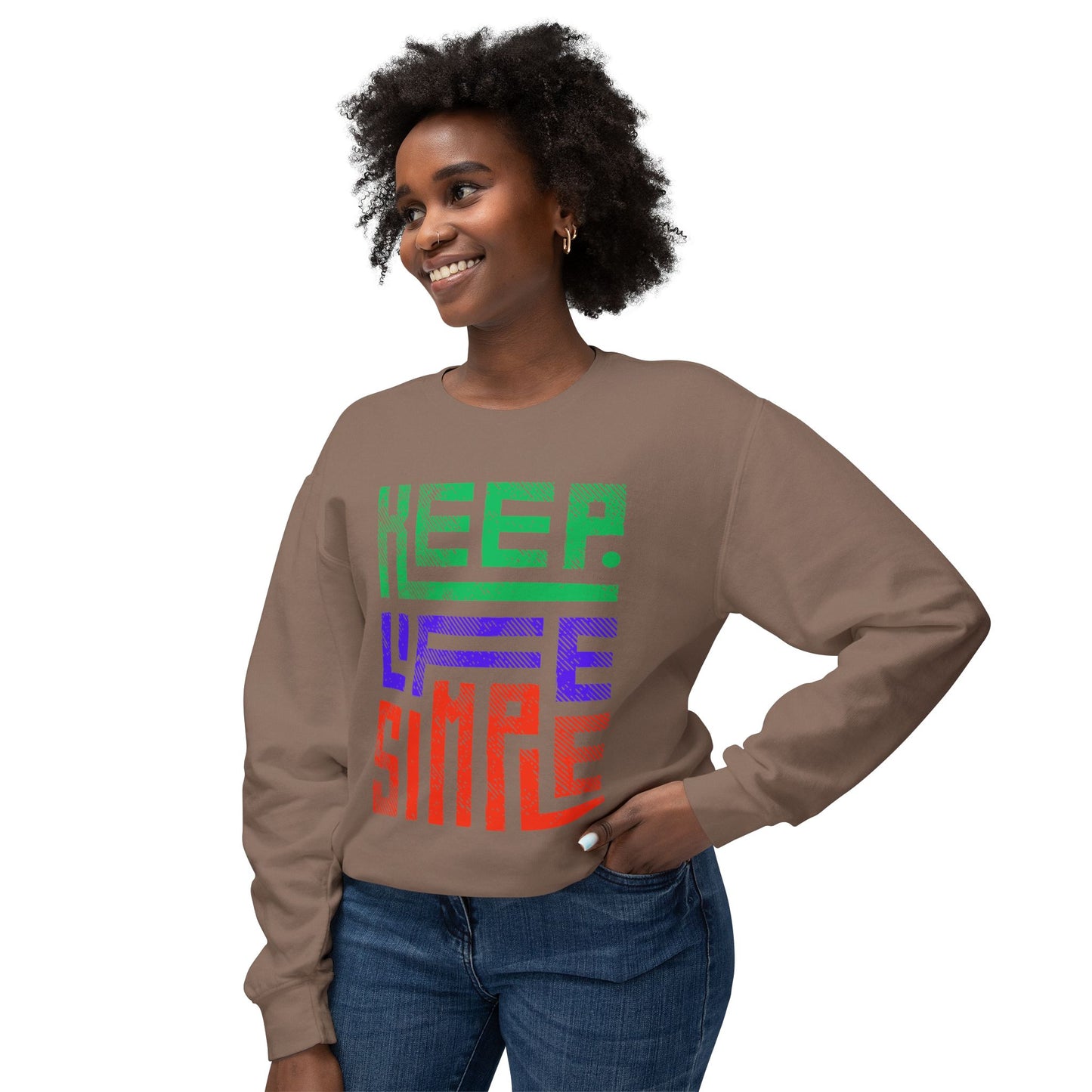 Keep Life Simple Lightweight Crewneck Sweatshirt, Cozy Everyday Apparel, Relaxed Style for Home or Out, Ideal Gift for Friends
