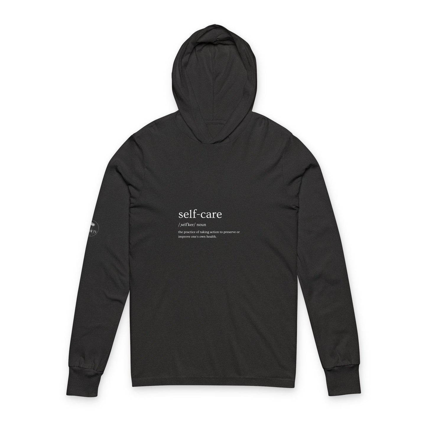 Unisex Self-Care Hooded Long Sleeve(Palm Logo Right Sleeve) Tee, Comfortable Casual Wear, Gift for Mental Health Awareness, Cozy Lounge Hoodie, Self-Care [...]