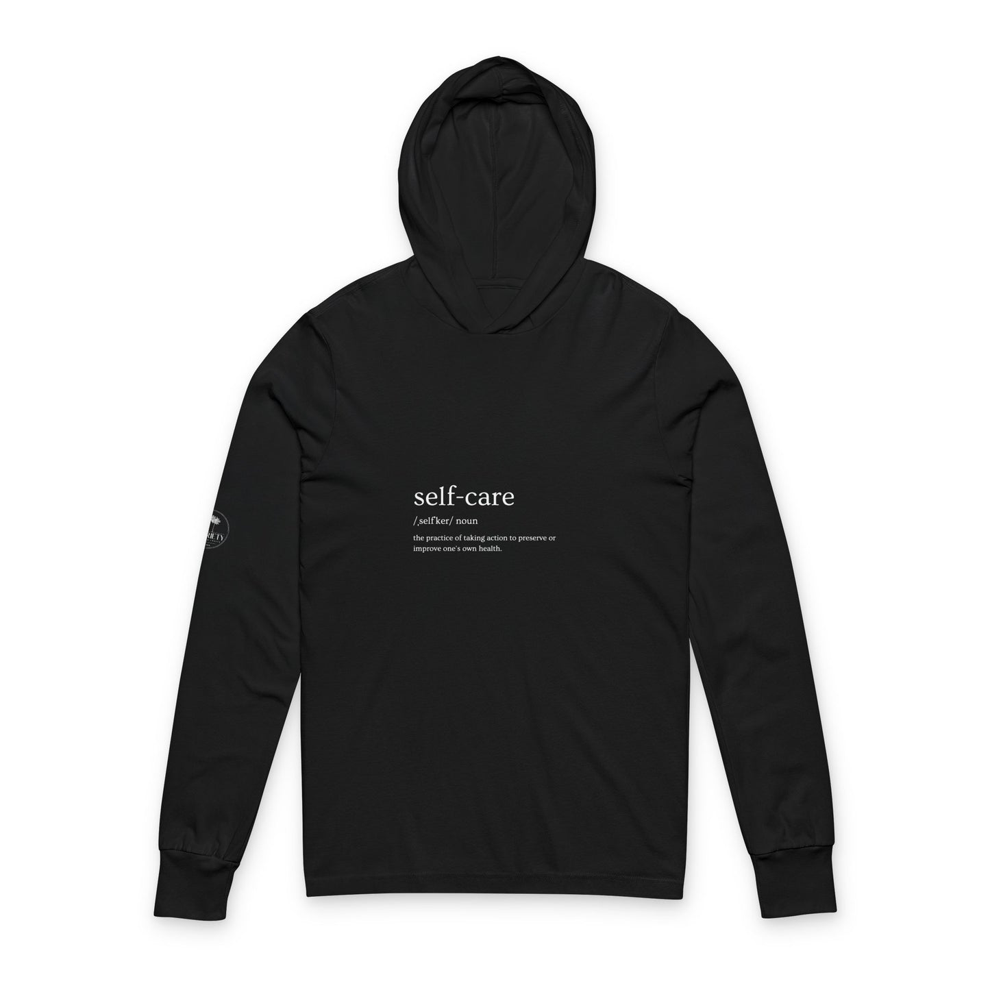 Unisex Self-Care Hooded Long Sleeve(Palm Logo Right Sleeve) Tee, Comfortable Casual Wear, Gift for Mental Health Awareness, Cozy Lounge Hoodie, Self-Care [...]