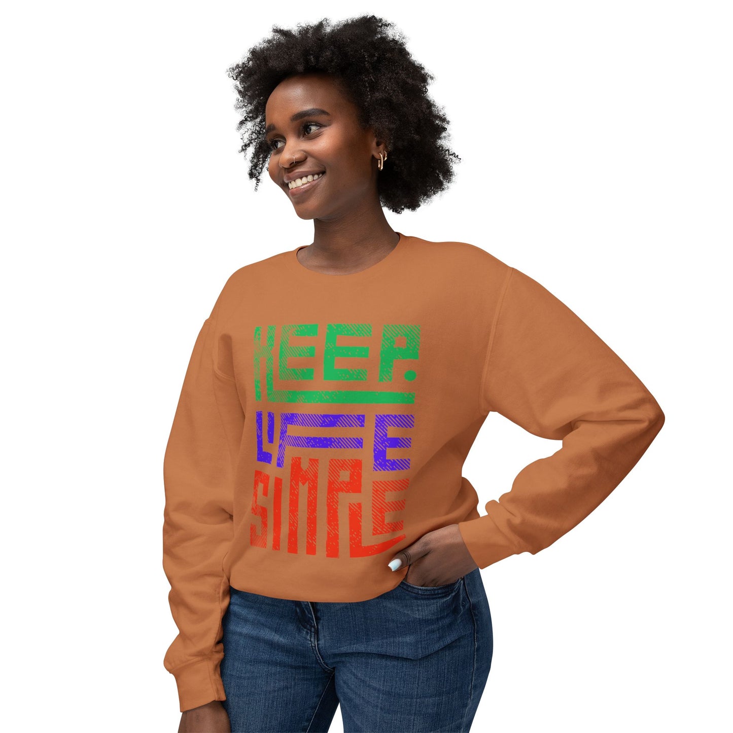 Keep Life Simple Lightweight Crewneck Sweatshirt, Cozy Everyday Apparel, Relaxed Style for Home or Out, Ideal Gift for Friends